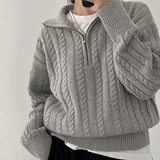 Caelie - Vintage Half Zipper Damen Pullover