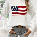 Elies | Amerikanische Flagge Rundhalsausschnitt Pullover
