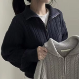 Caelie - Vintage Half Zipper Damen Pullover