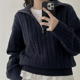 Caelie - Vintage Half Zipper Damen Pullover