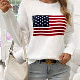 Elies | Amerikanische Flagge Rundhalsausschnitt Pullover