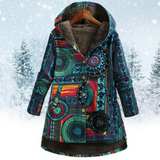 Damen Klassiker Blumen Kapuze Jacke | Winter