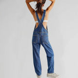 Damen-Latzhose aus Denim mit Cross-Back-Design