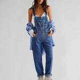 Damen-Latzhose aus Denim mit Cross-Back-Design