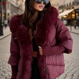 Damen Parka mit Kunstfellkapuze – Oversized Winterjacke