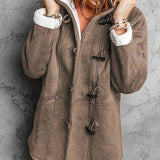 Damenmantel aus Wildlederimitat mit Fleecefutter