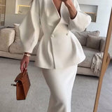 Isabella - Damen Zweiteiler mit Rock – Eleganter V-Ausschnitt-Blazer