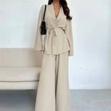 Damen Zweiteiler – Blazer mit weiter Hose