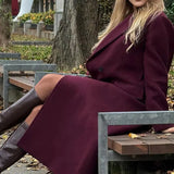 Damen Wollmantel Bordeaux