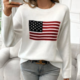 Elies | Amerikanische Flagge Rundhalsausschnitt Pullover