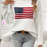 Elies | Amerikanische Flagge Rundhalsausschnitt Pullover