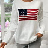 Elies | Amerikanische Flagge Rundhalsausschnitt Pullover